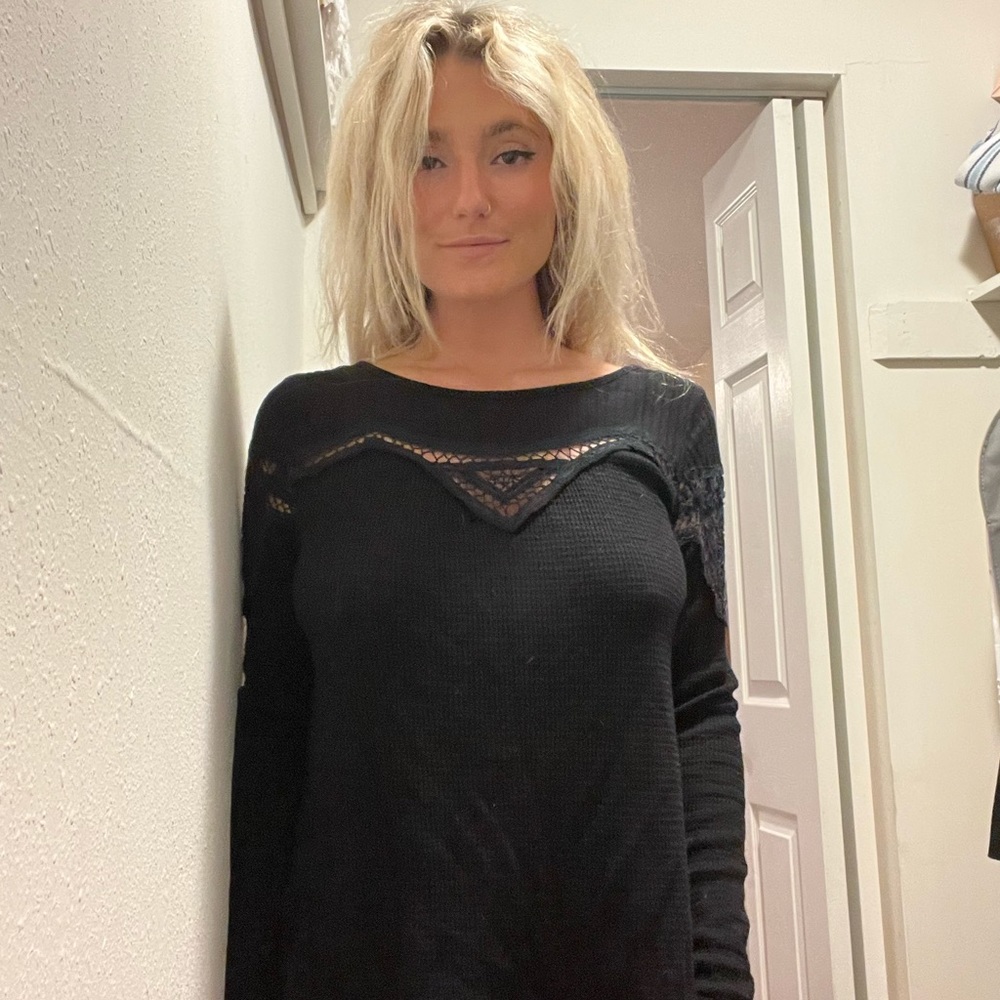 Free People Embroidered Cut Out Open Back Top